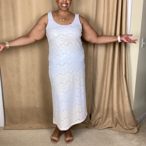Avenue Crochet Column Dress, white, size 14/16 - Picture 1 of 16
